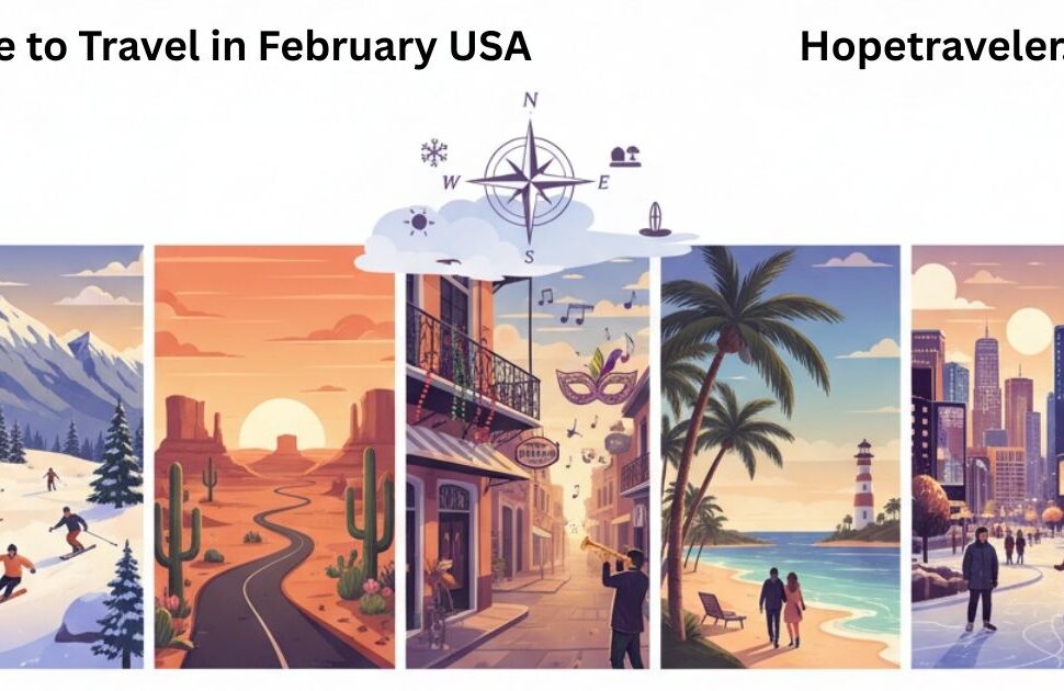Scenic winter and spring destinations in the USA to travel in February.