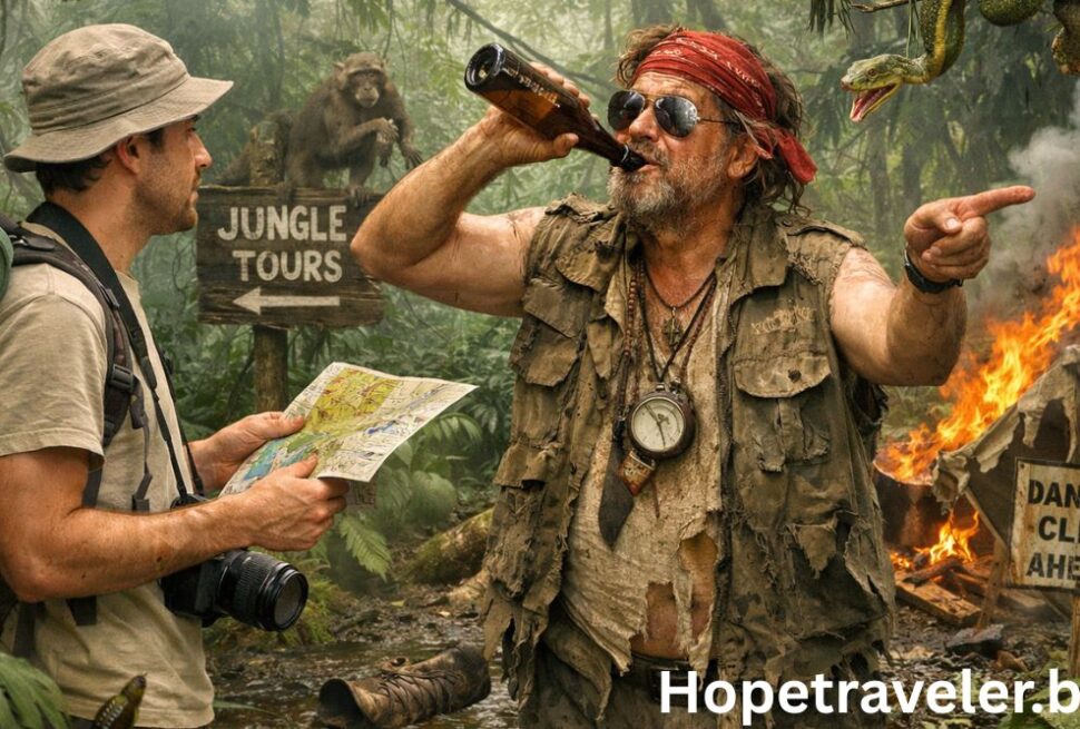 The traveler hired the wrong tour guide.